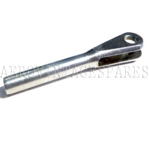 126 JQ Part No. 1116245 Fork clevis, swaged type, for cable size .09375"  In stainless steel, this is swaged to a flexible wire rope and is similar to MS20667-3 with a clevis width of 1/8", and a clevis pin hole diameter of .190".