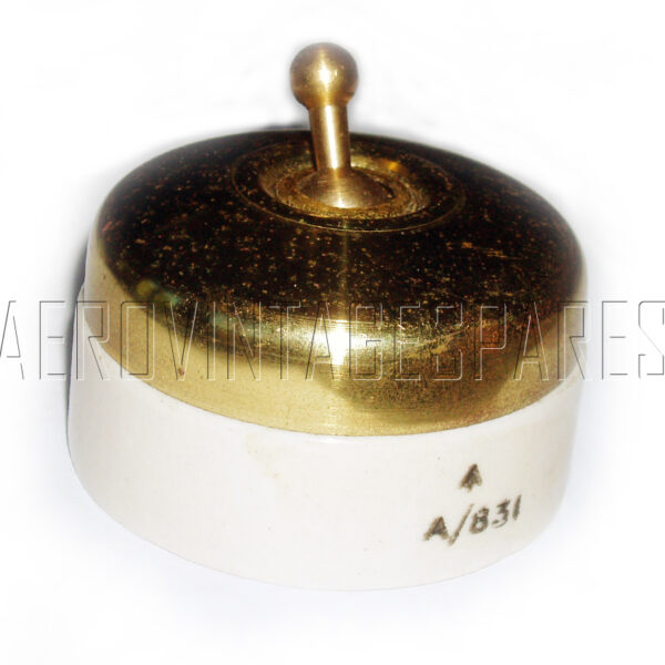 Genuine Air Ministry marked twin porcelain/brass 'bell' switch.  FEW LEFT!  Single pole magneto switch, extremely rare very early marked type. Very few left now.